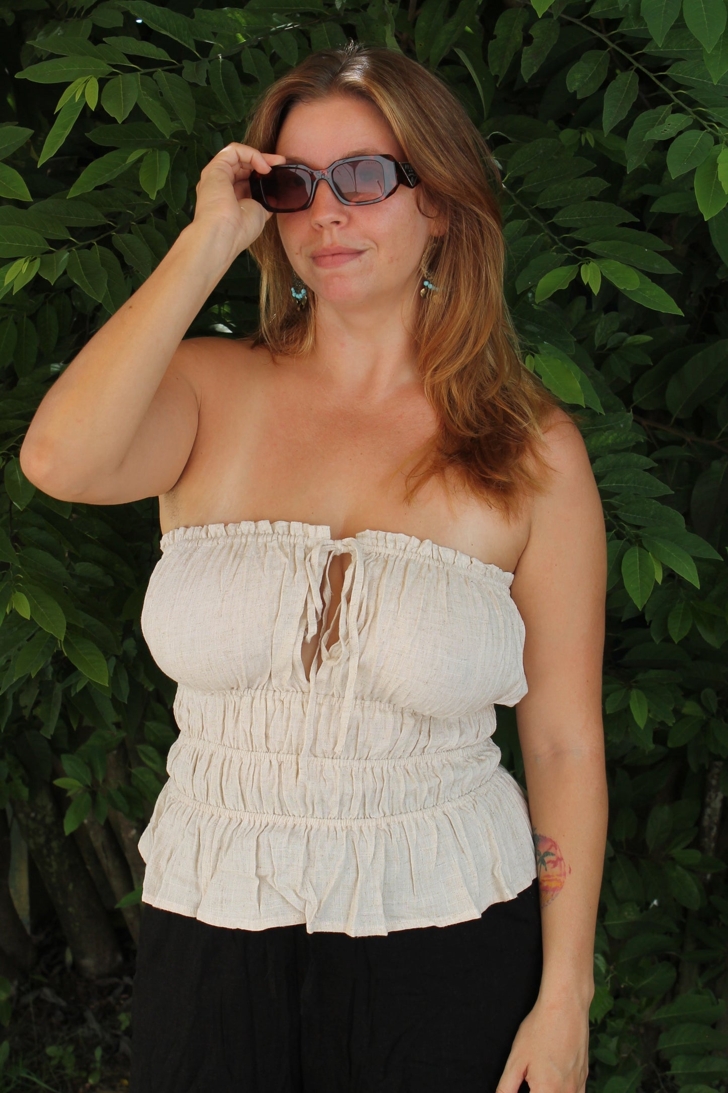 White linen top & black linen pants