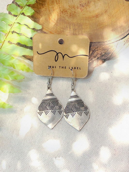 boho style Matte Silver Teardrop Earrings