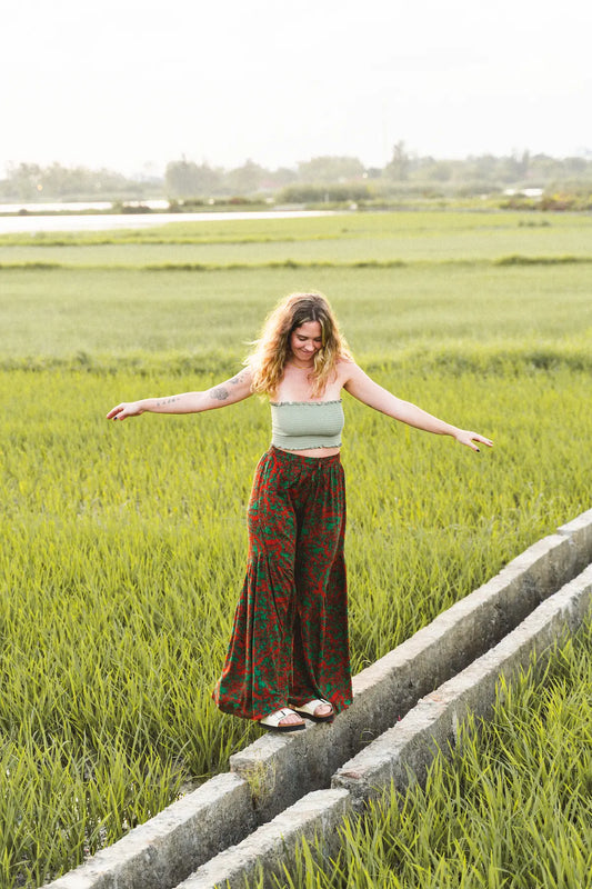 Ruffle Leg Printed Pants