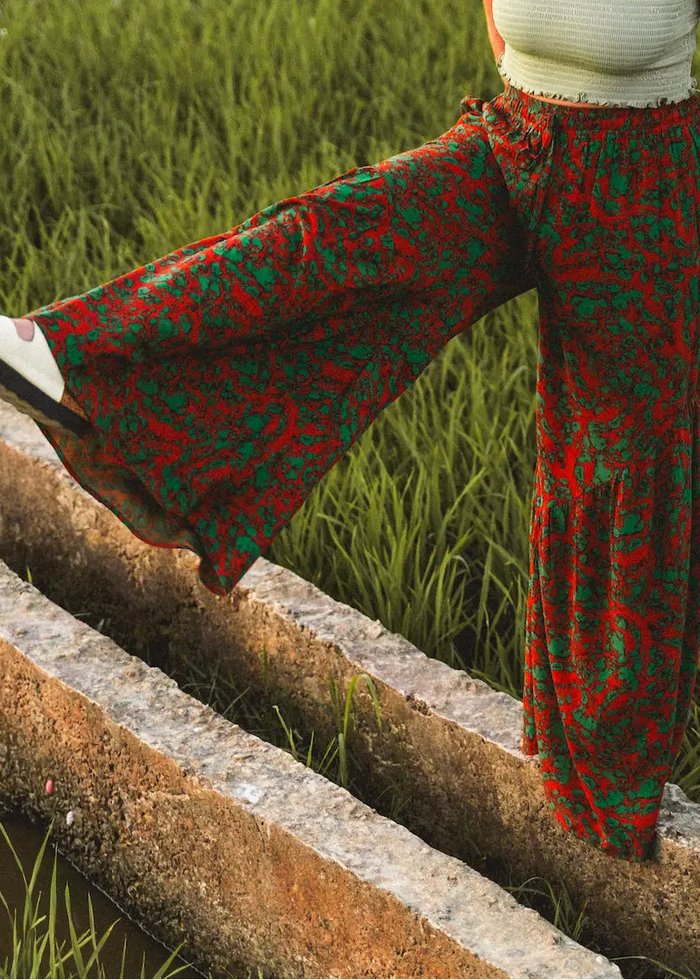 Ruffle Leg Printed Pants