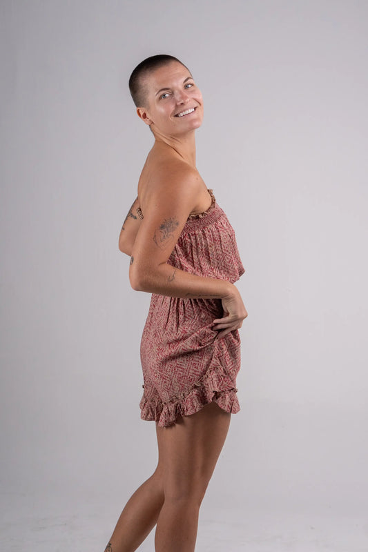 Strapless Smocked Waist Playsuit