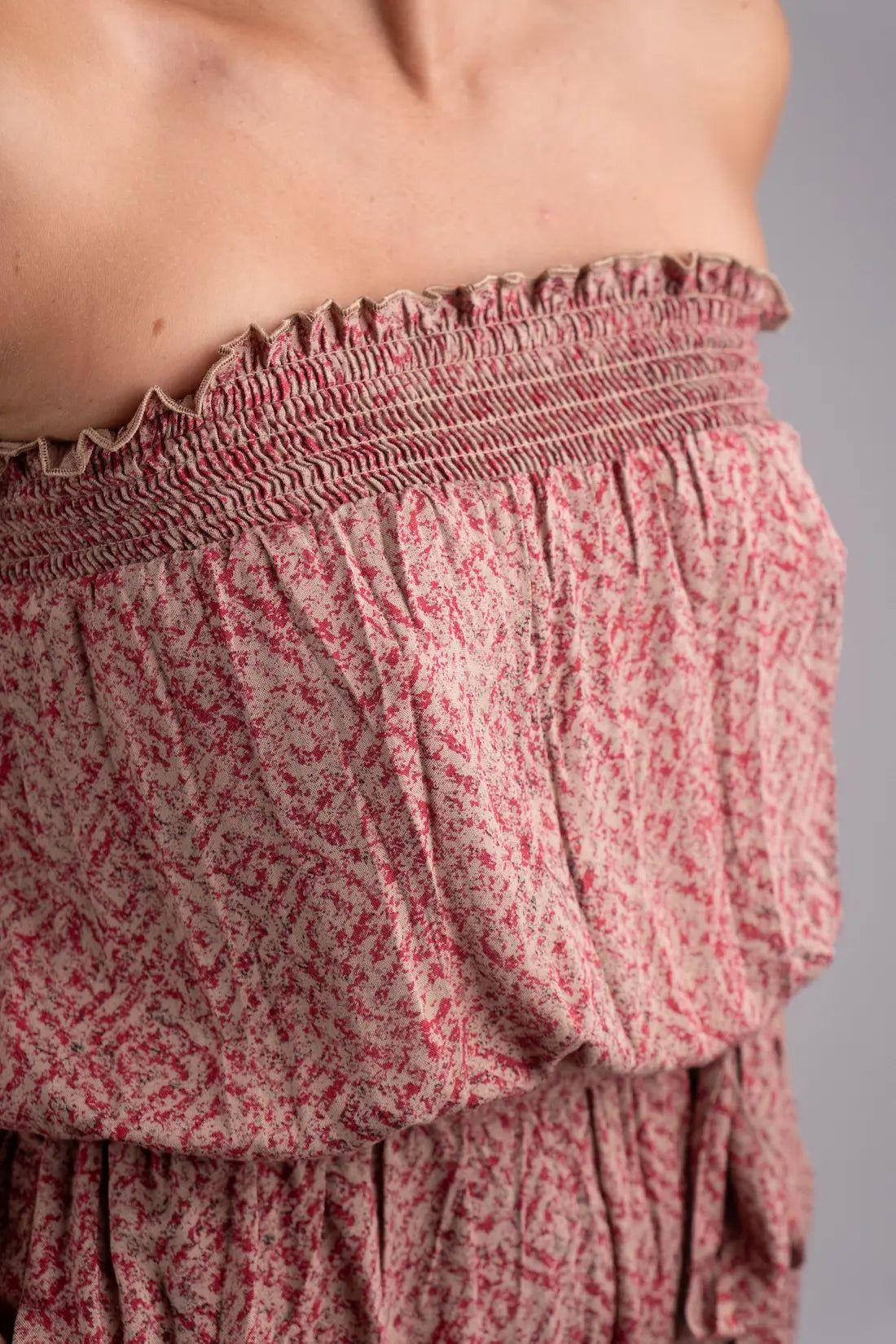 Strapless Smocked Waist Playsuit