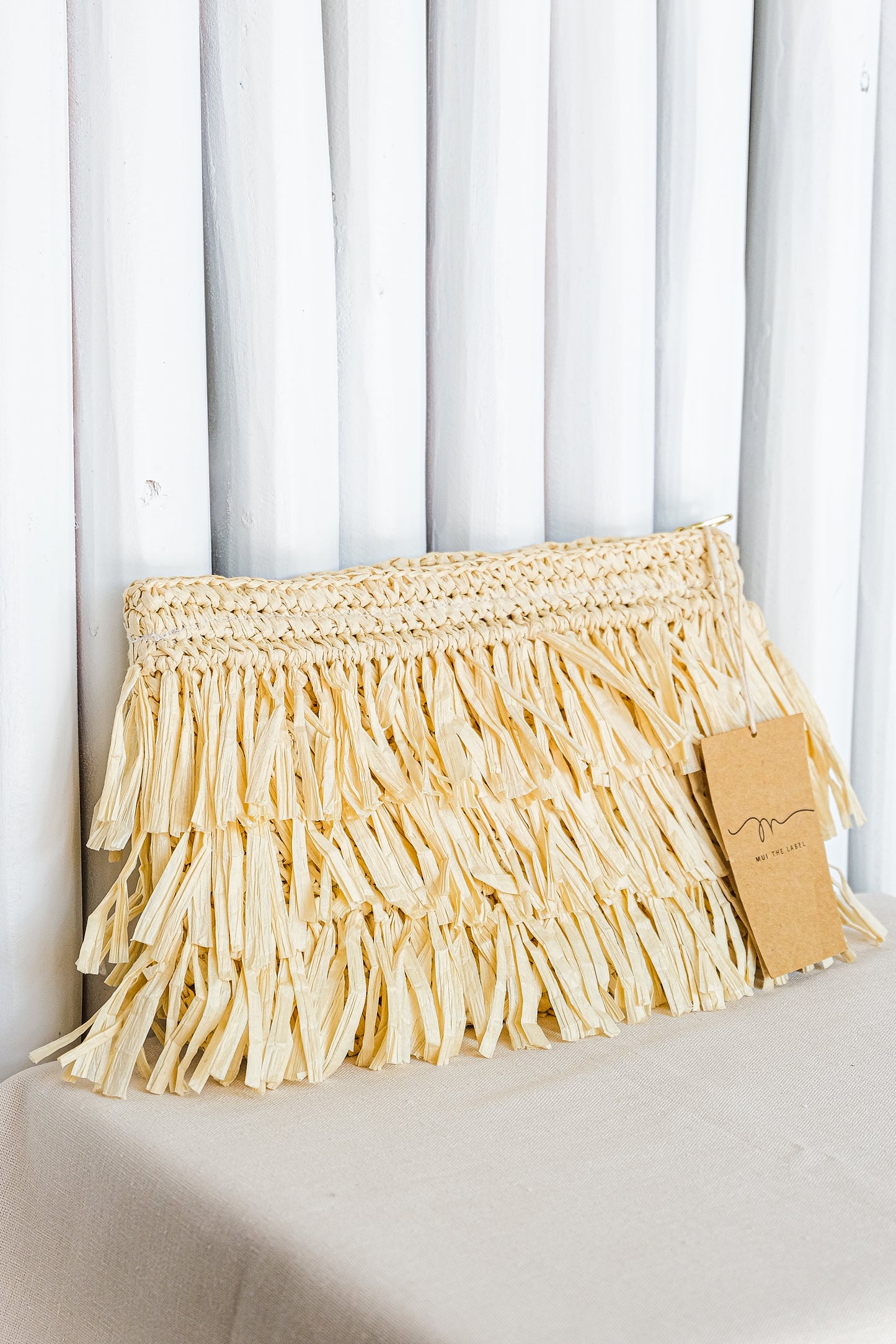 boho style beige papyrus clutch