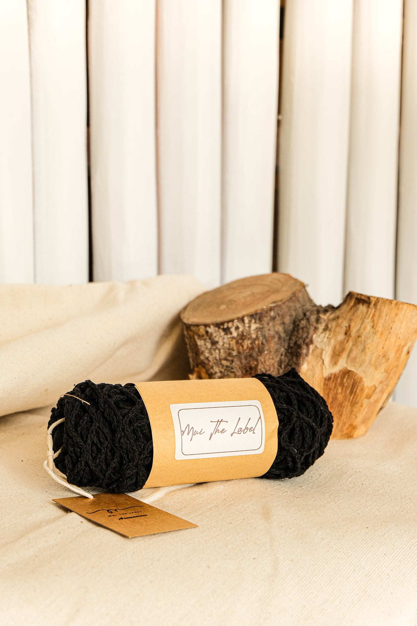 black mesh cotton tote bag