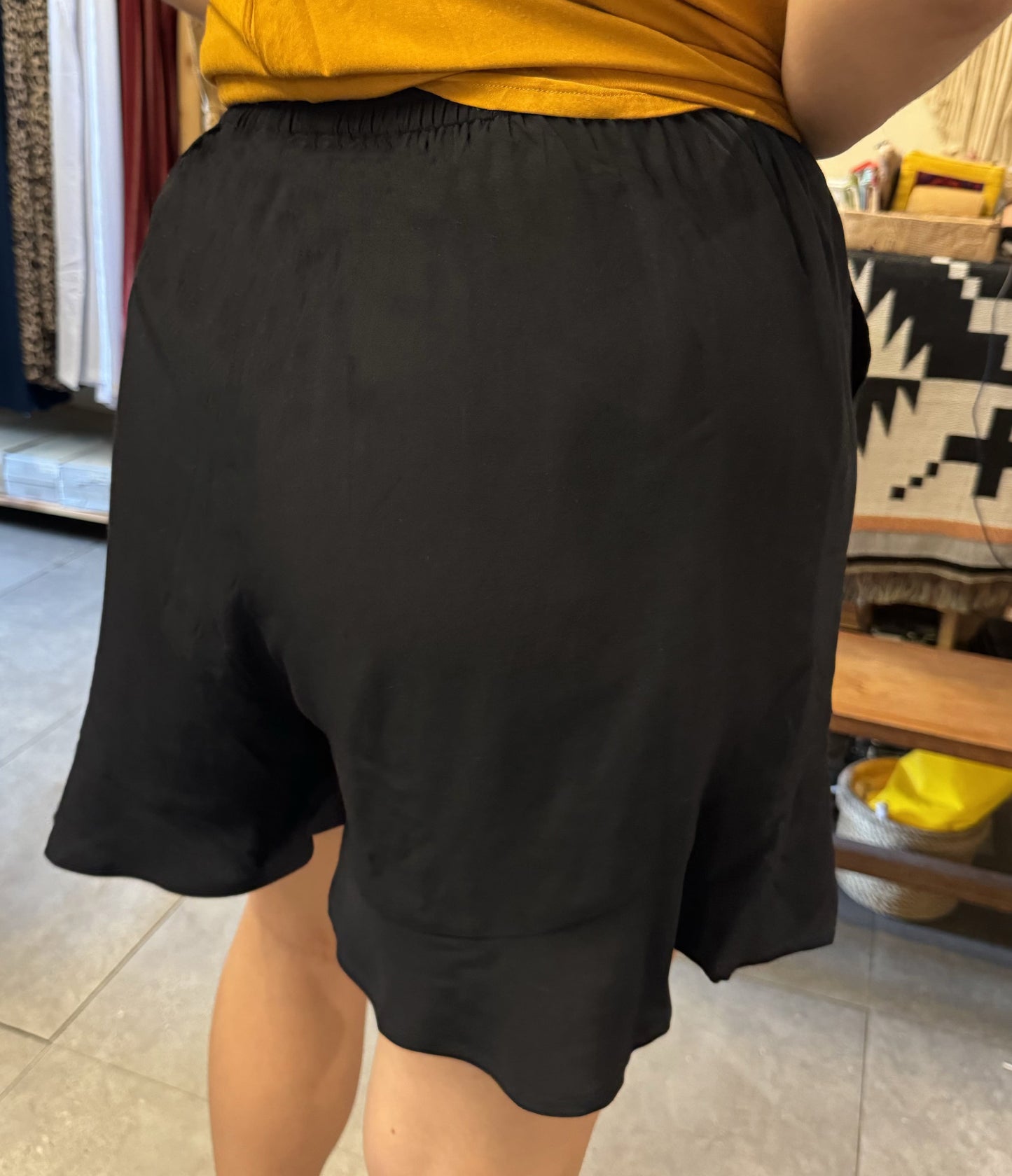 boho style black shorts