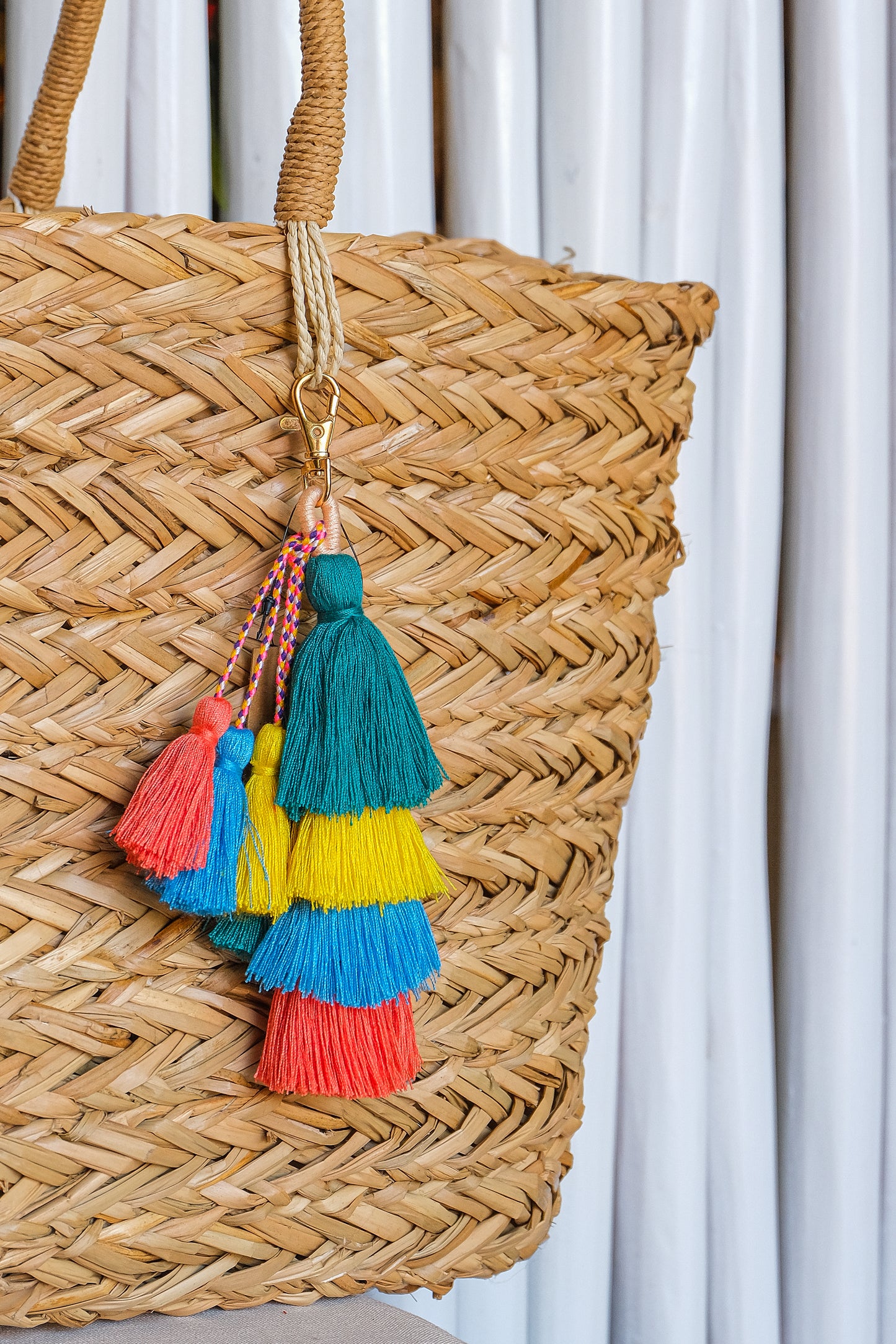 Colorful tassel keychain.