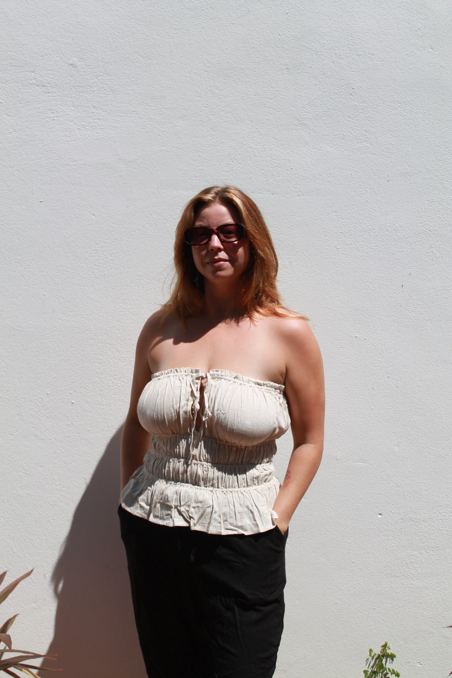 White linen top & black linen pants