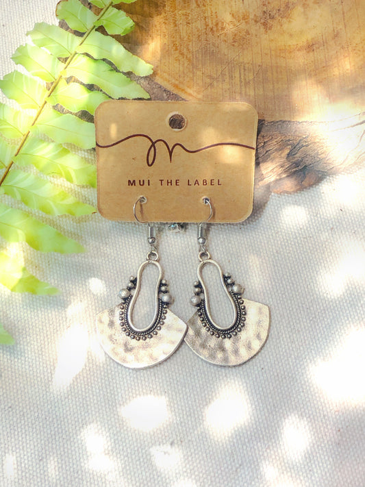 boho style silver fanned earrings