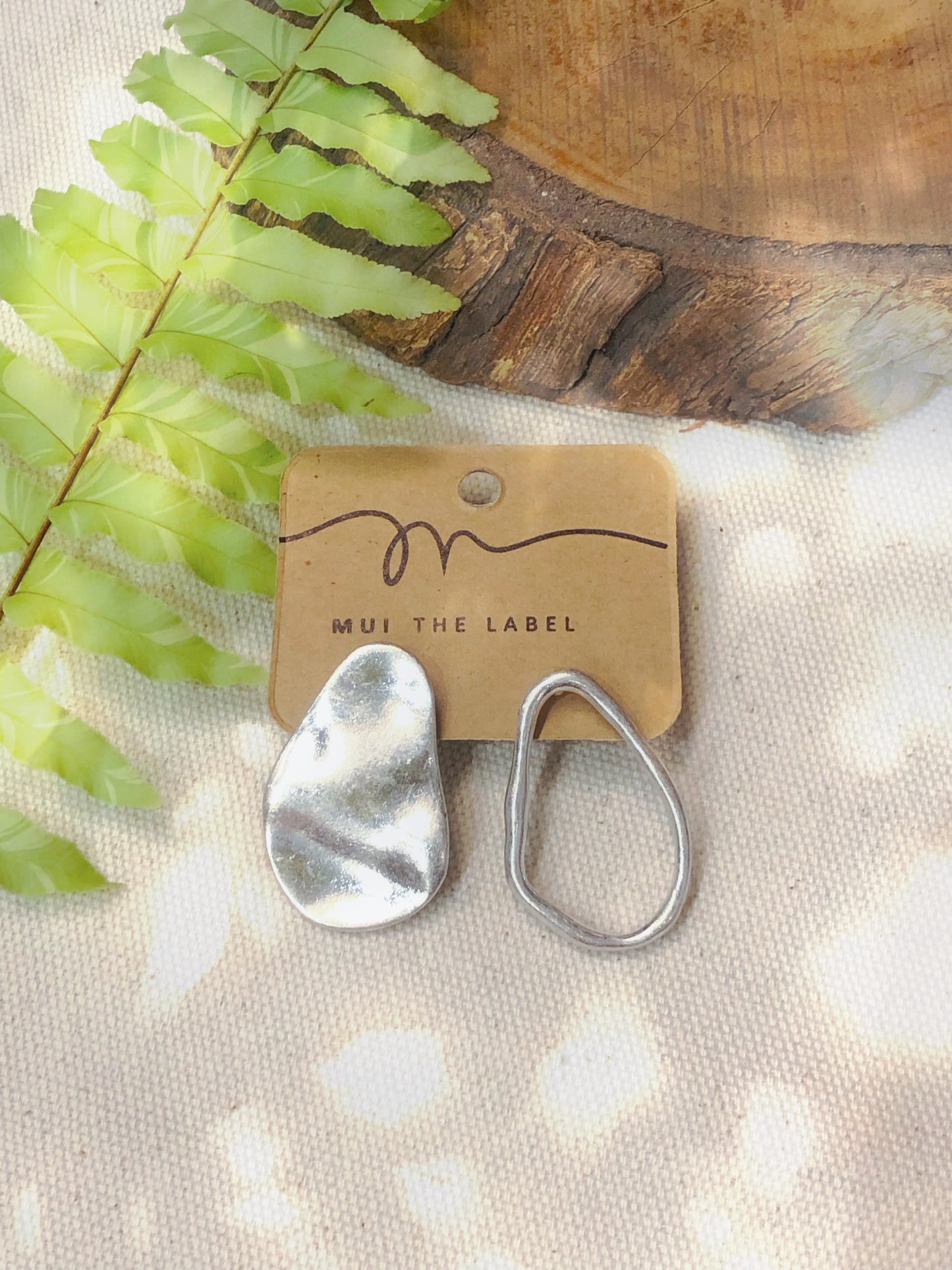 boho style silver plated obtuse mismathced earrings