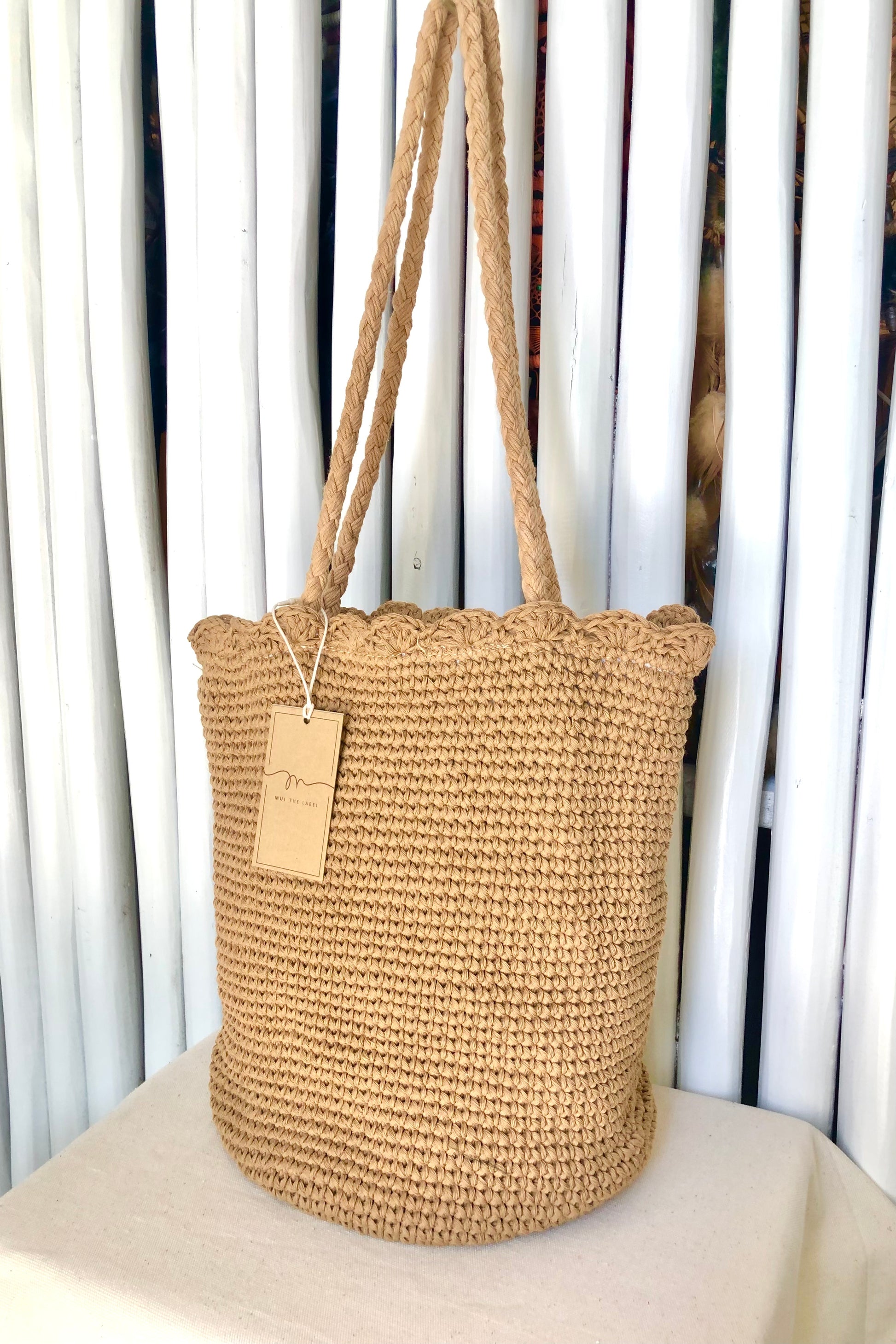 Brown crochet boho bag