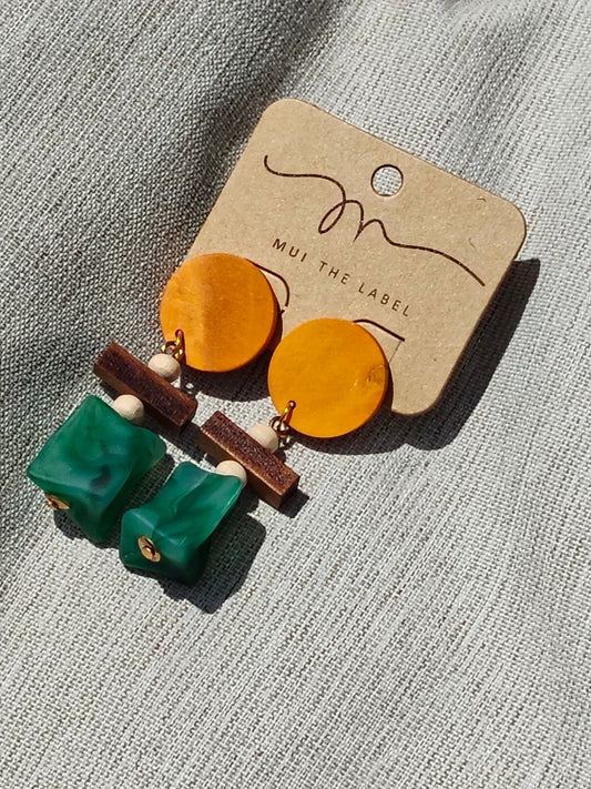 Wooden Triple Layer Earrings