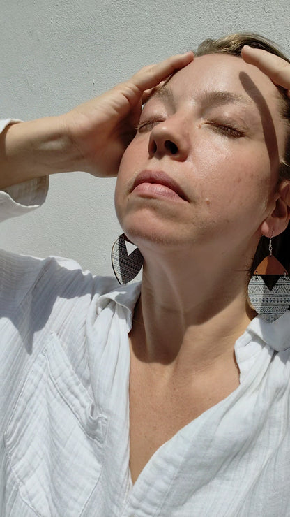 Wooden Heart Drop Earrings