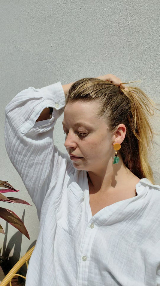 Wooden Triple Layer Earrings