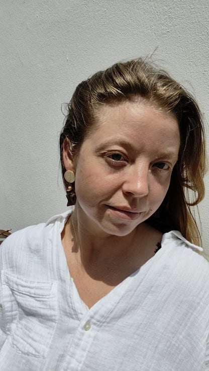 Wooden Triple Layer Earrings