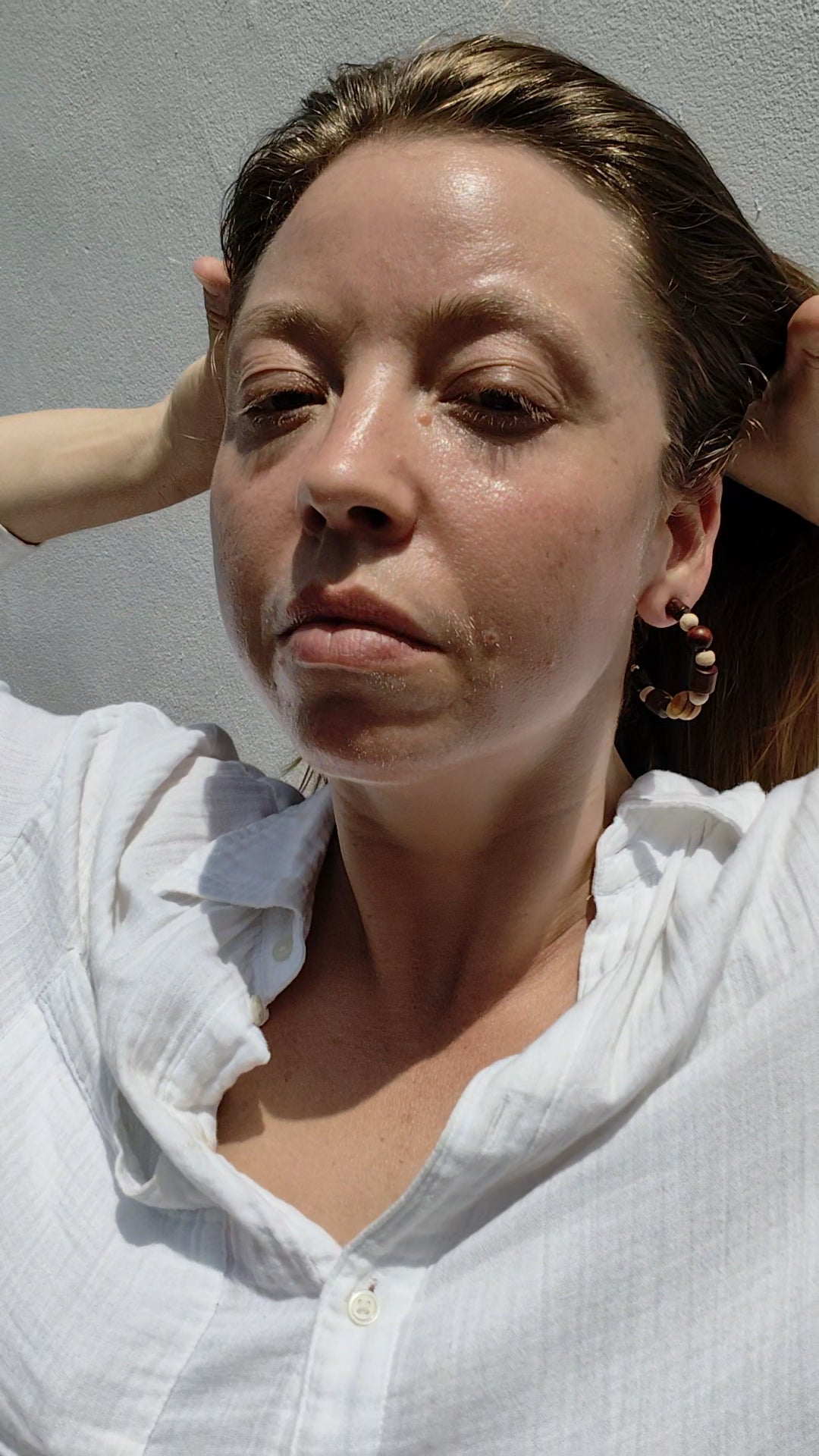 Wooden Beads C-Hoop Earrings