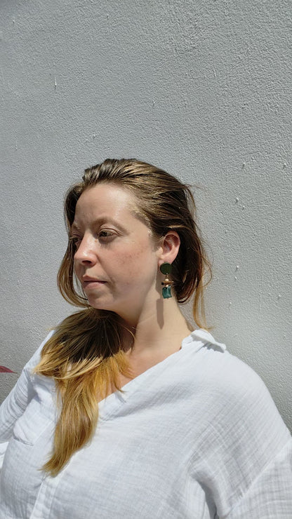 Wooden Triple Layer Earrings