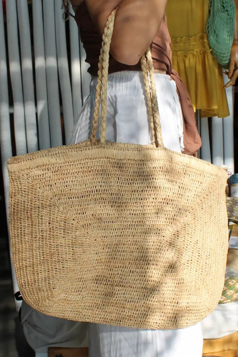 Large Brown Woven Tote.