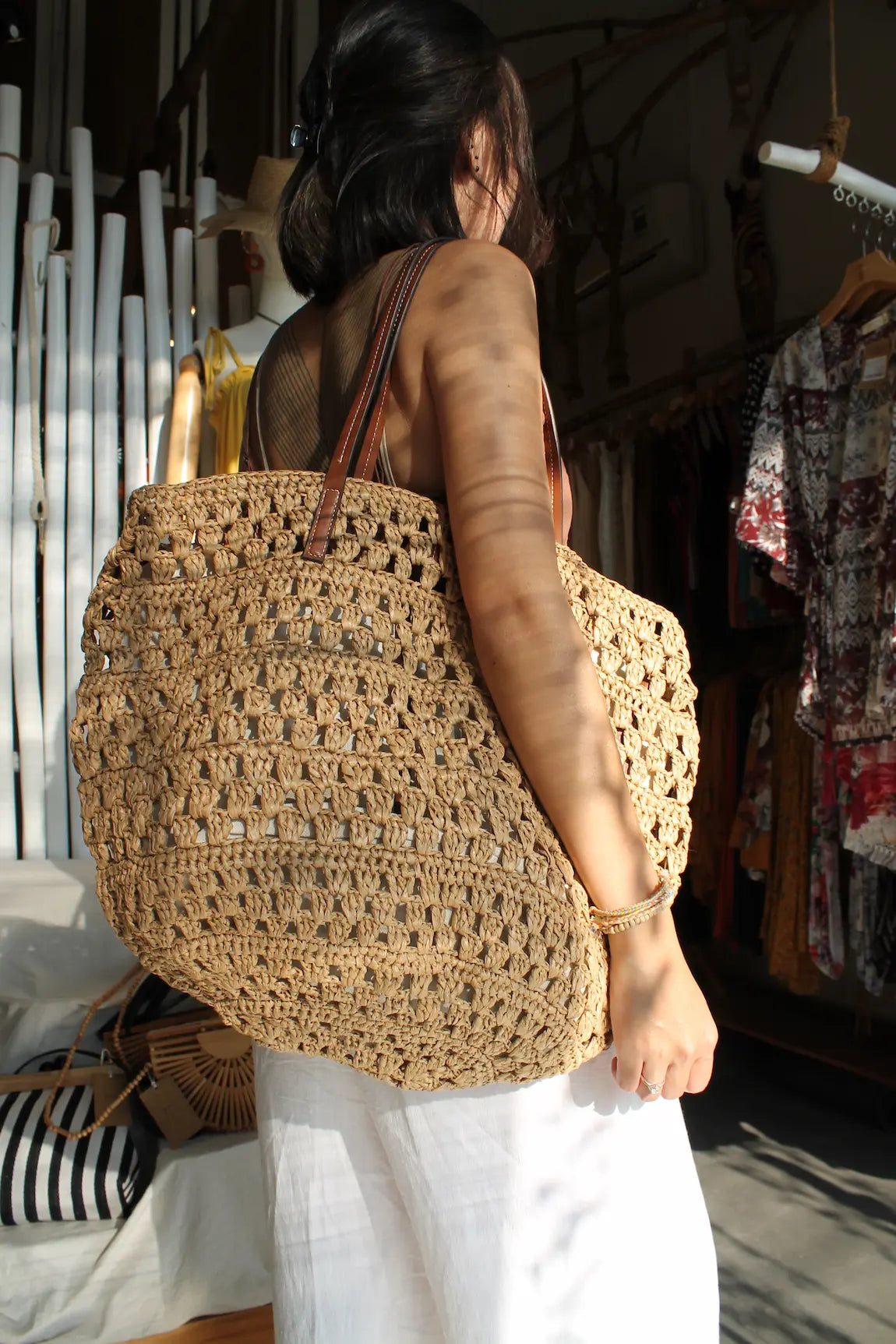 A woven bag.