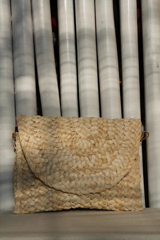 A brown woven bag.