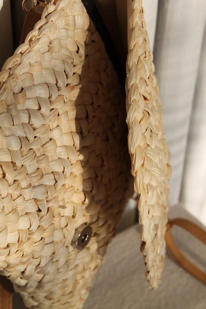 A brown woven bag.