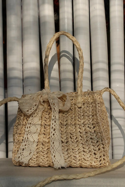A brown woven bag.