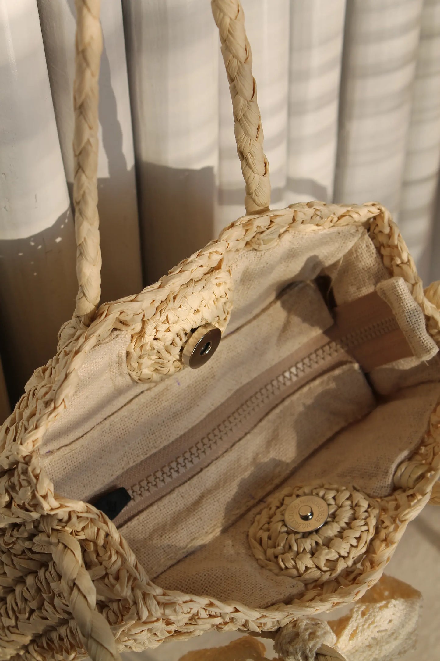 A brown woven bag.