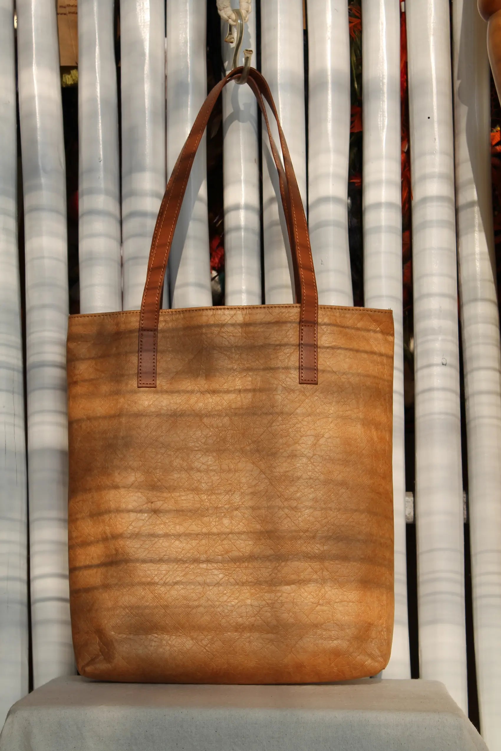 A brown bag. 