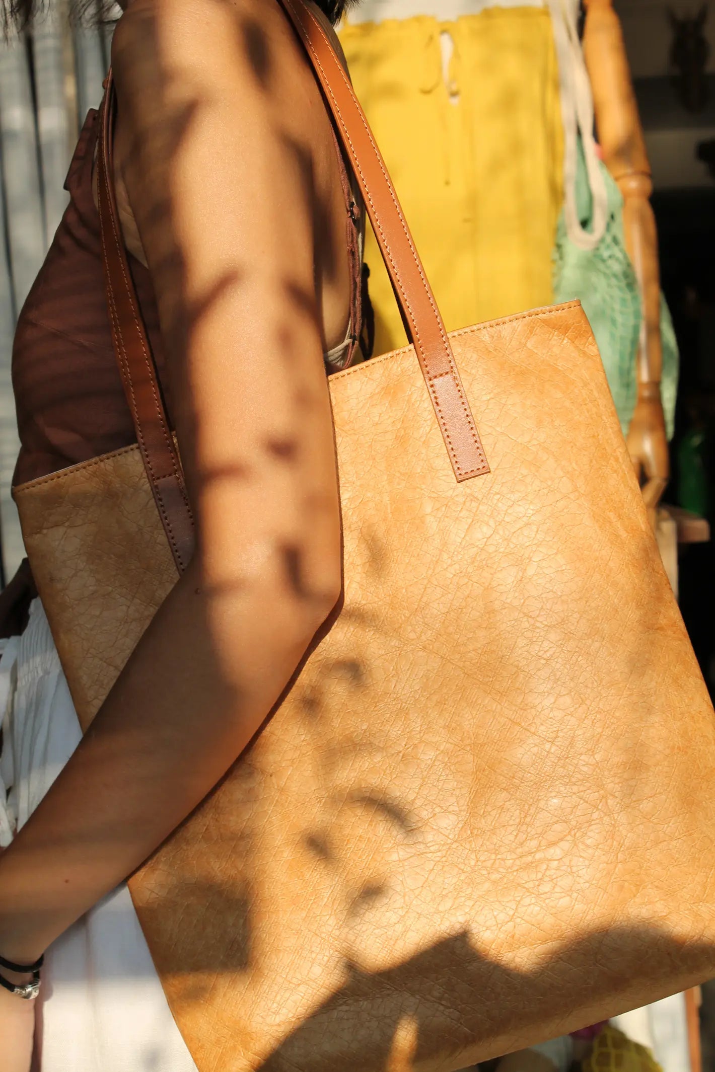 A brown bag. 