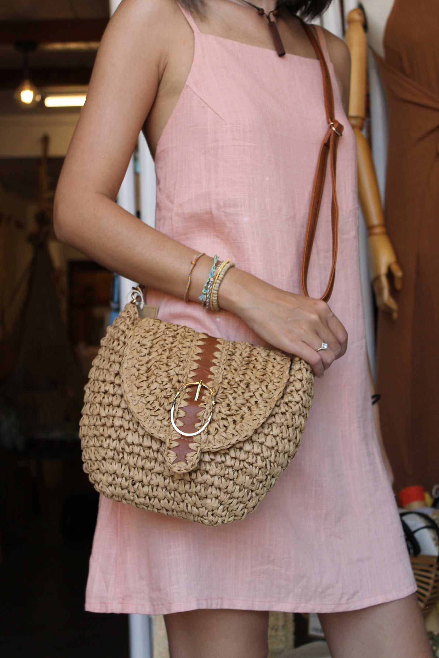 Front Flap Crossbody Bag with Buckle Detail