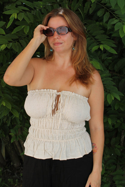 White linen top & black linen pants