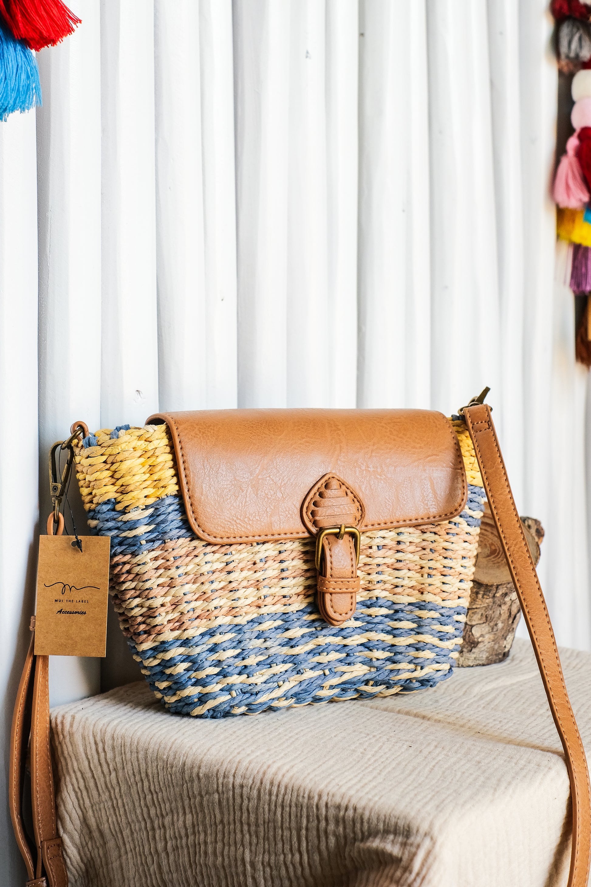 boho style Leather Front Flap Crossbody Bag
