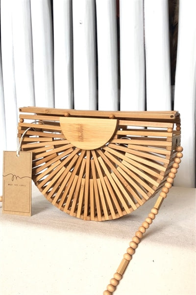 boho style Medium Half Moon Bamboo Crossbody Bag