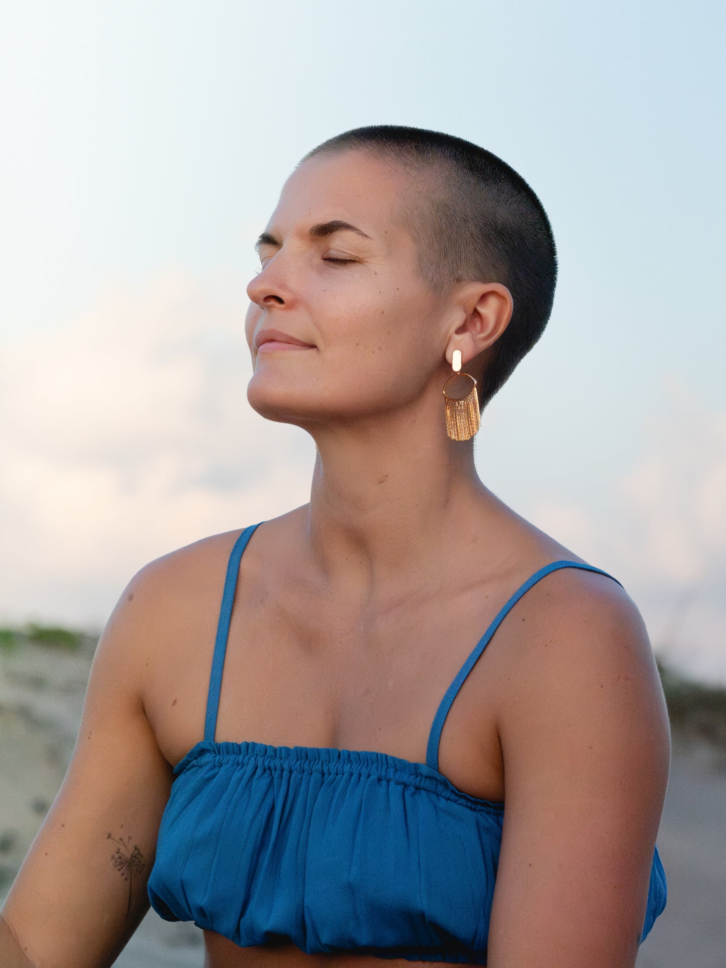 18K Gold Plated Oval Fringe Earrings