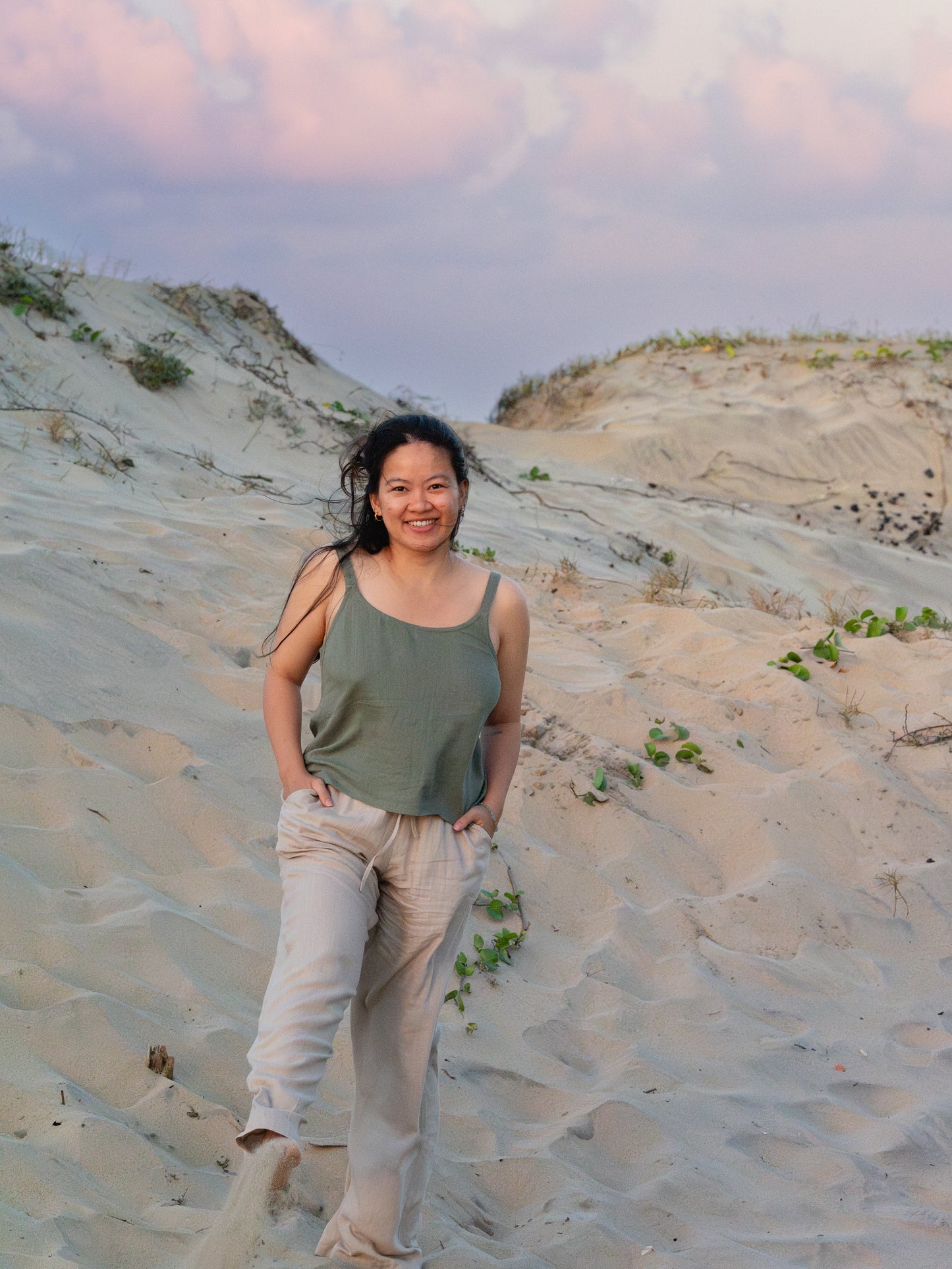 Button Back Linen Top