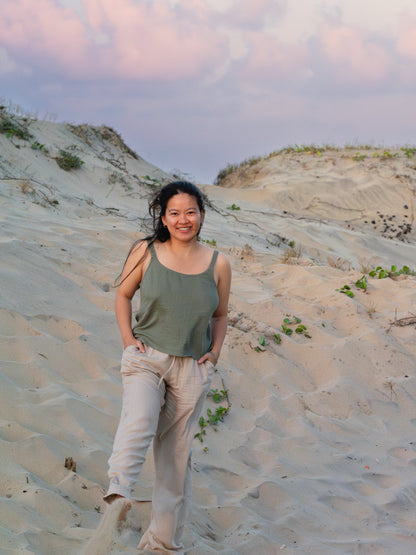 Button Back Linen Top