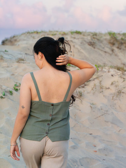 Button Back Linen Top