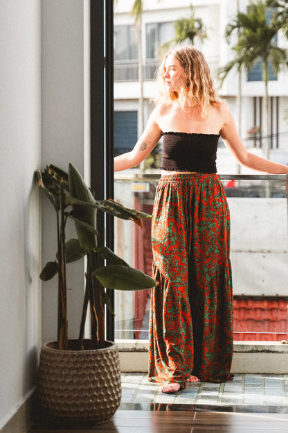 Ruffle Leg Printed Pants