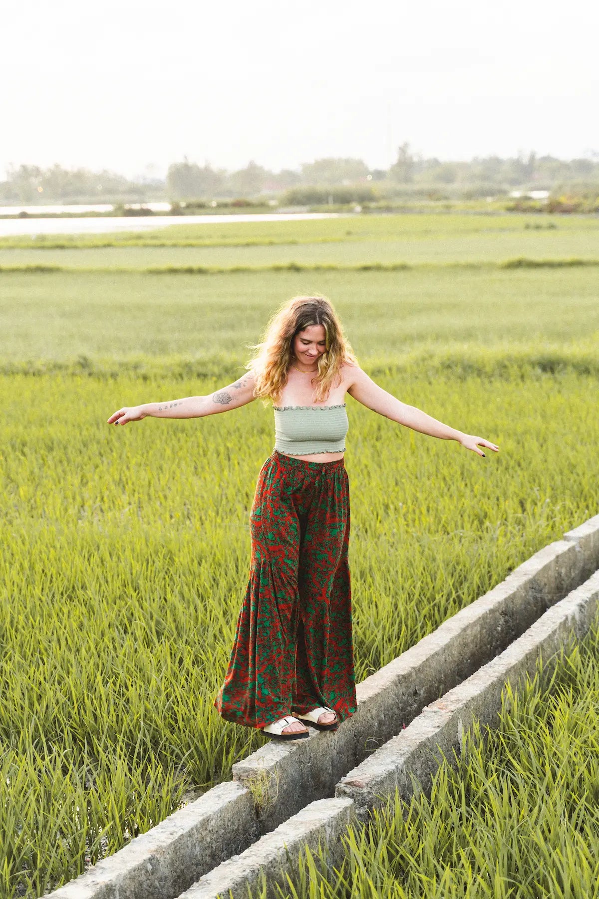 Ruffle Leg Printed Pants