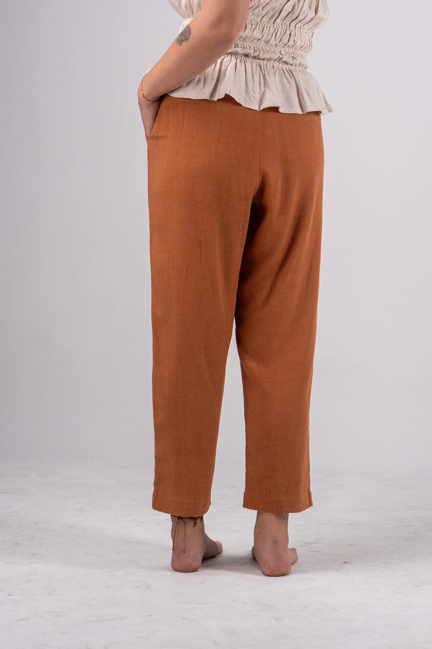 Faux Drawstring Linen Culottes