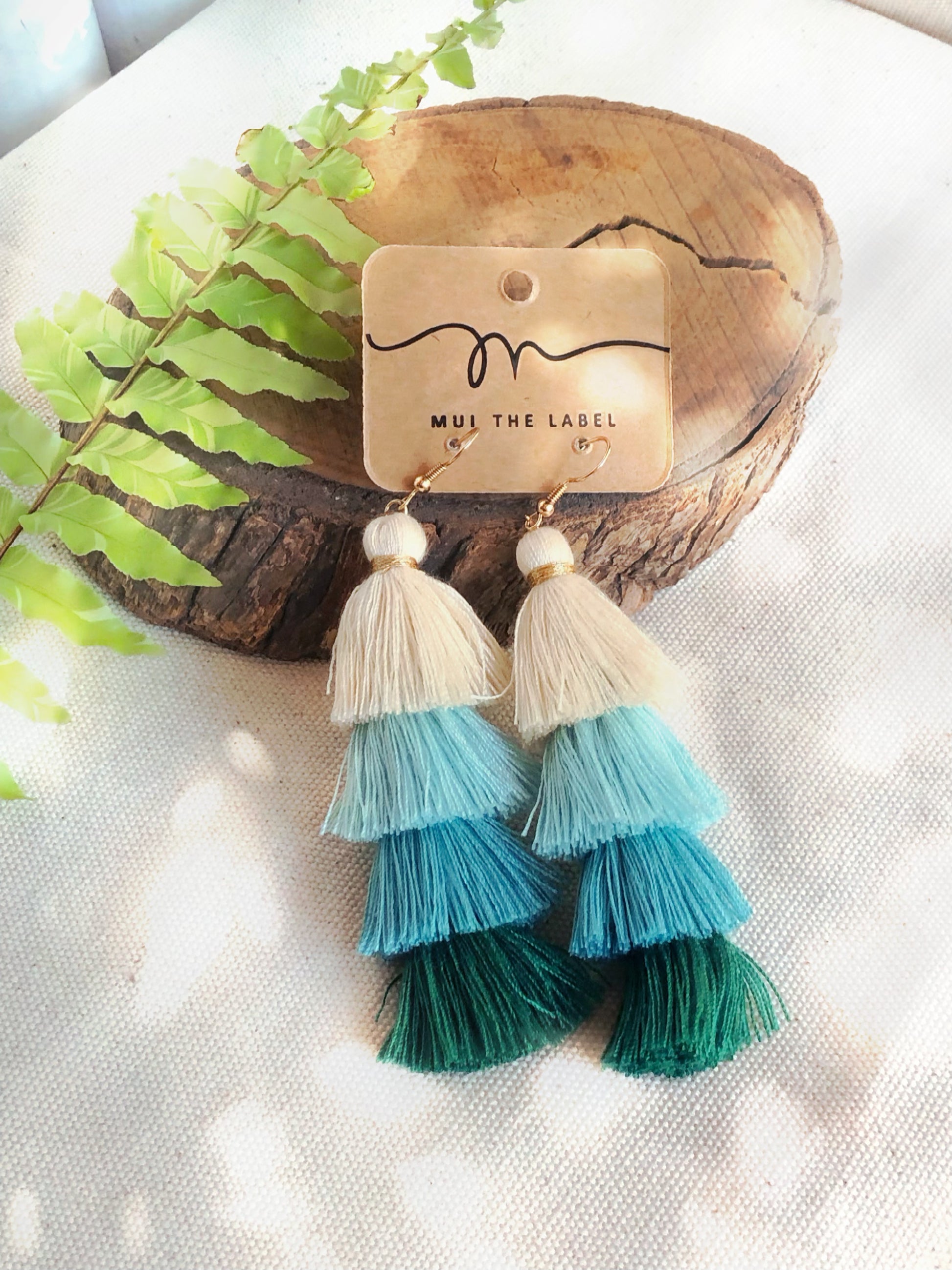 Blue tassel earrings. 