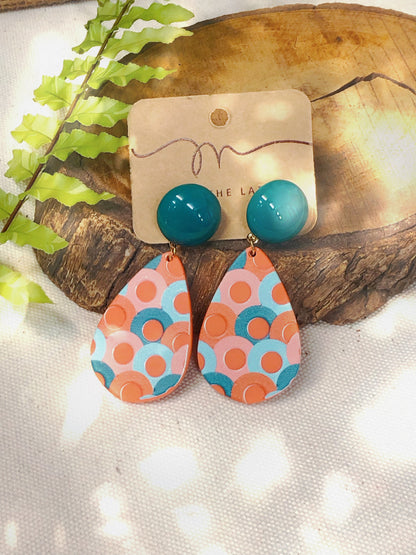 boho style colorful circle pattern acrylic earrings