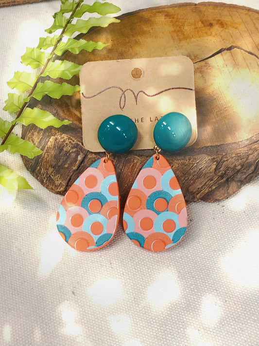 boho style colorful circle pattern acrylic earrings