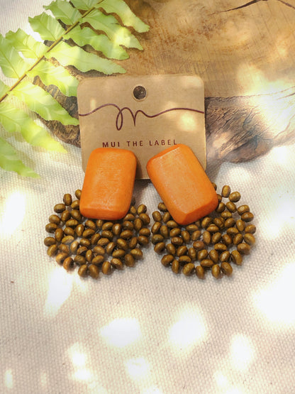 boho style orange and brown bead earrings