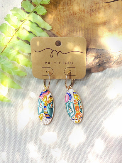 boho style oval multicolor earrings