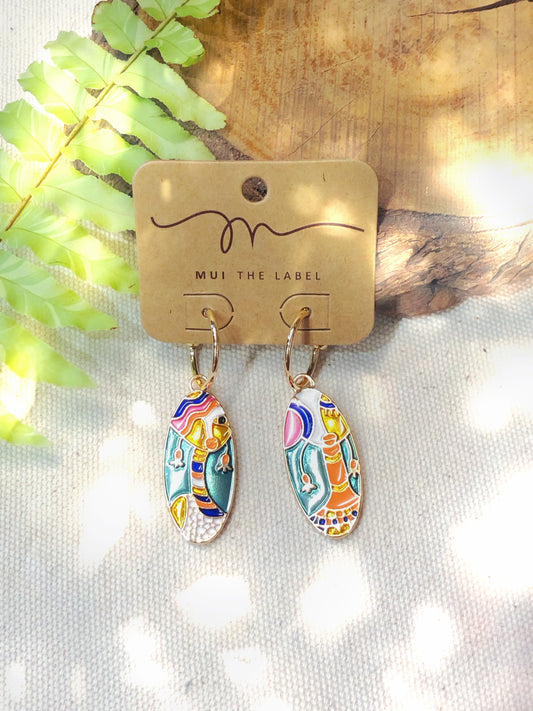 boho style oval multicolor earrings